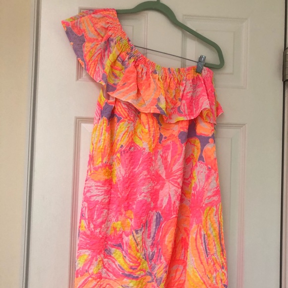 COPY - NWT ONE SHOULDER LILY PULIZTER NEON DRESS - Picture 4 of 4